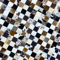 Checkered pattern made of various colored leather squares