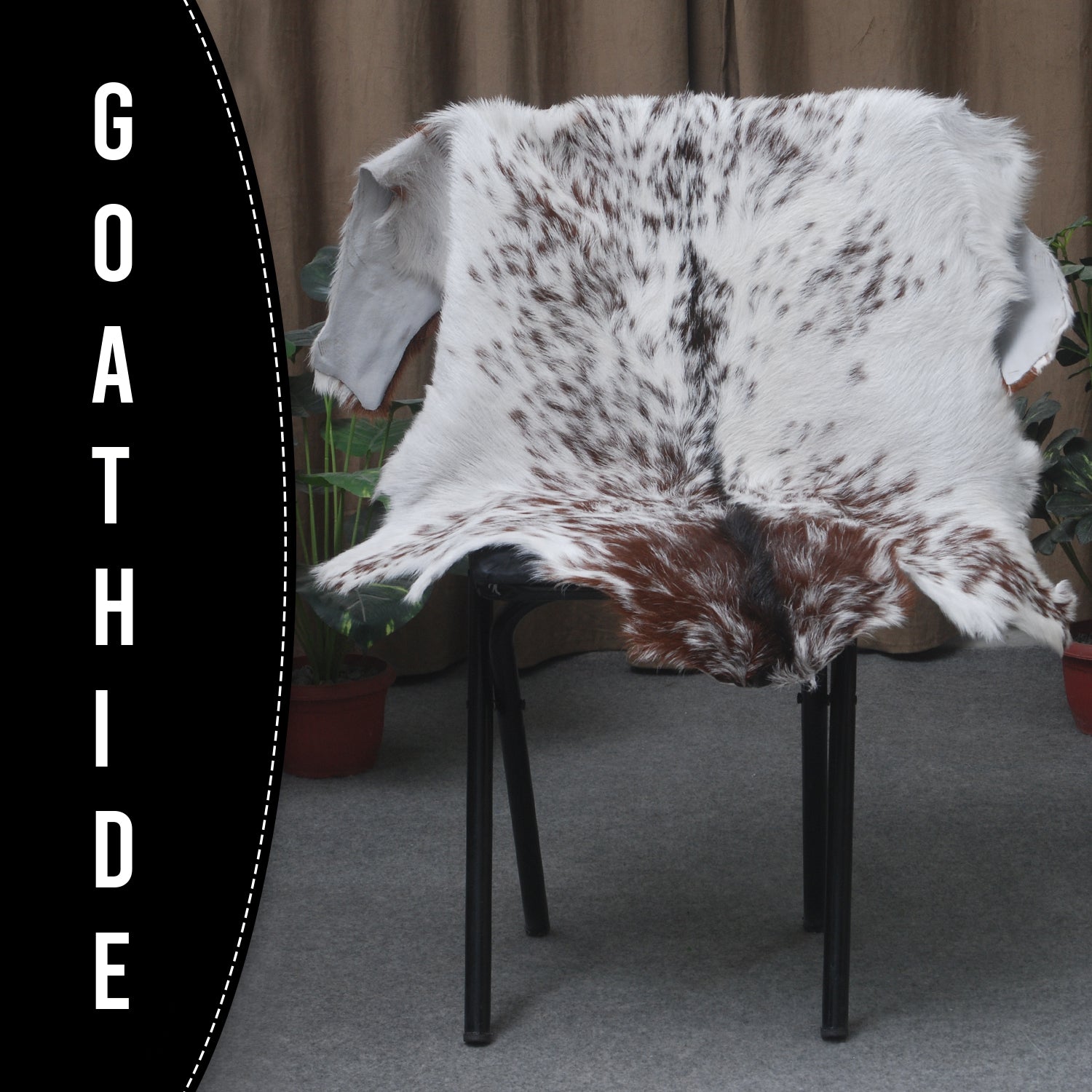 Authentic Hair-On Goat Skin Rug - Rich Dark Brown for Sophisticated Interiors