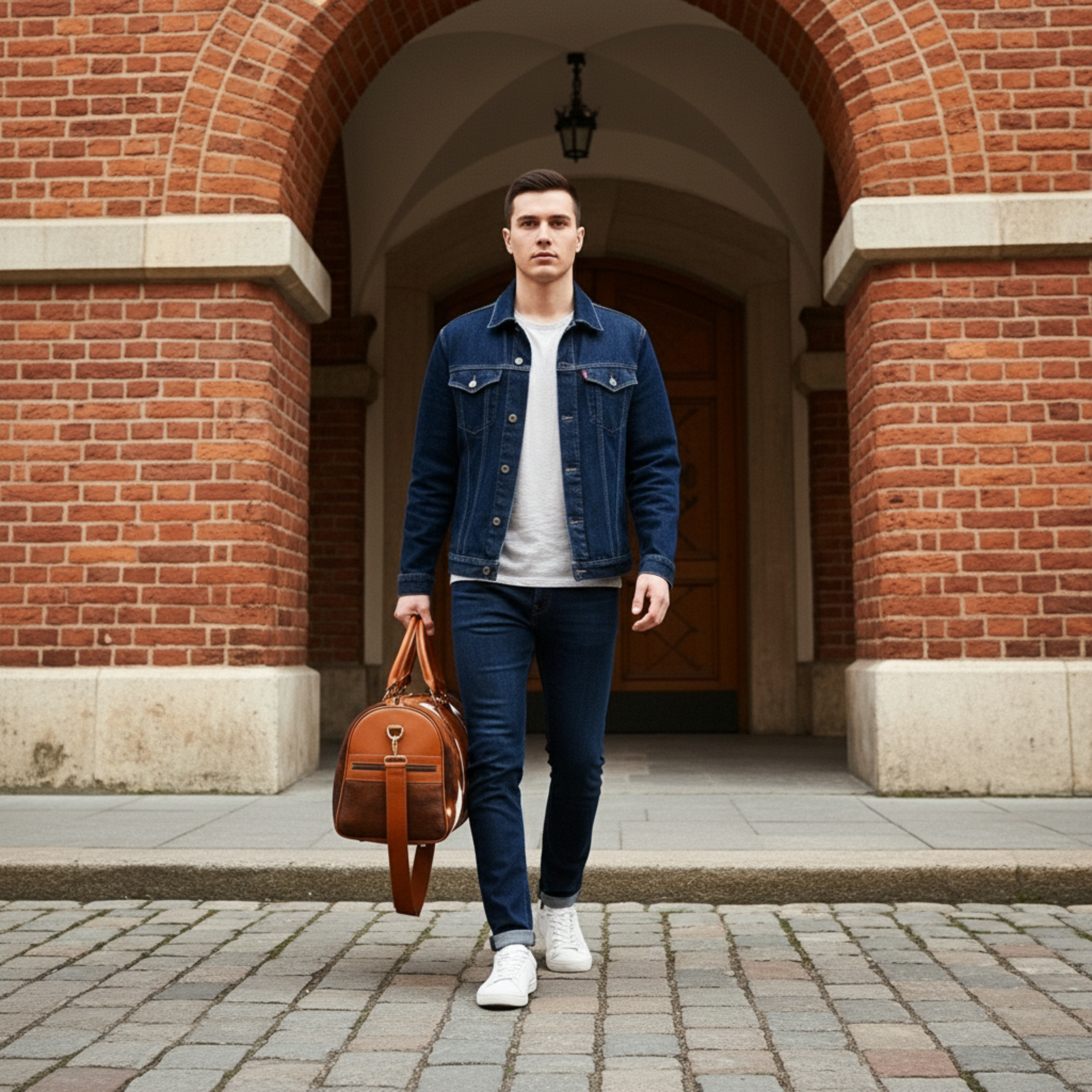 Luxurious Cowhide Leather Travel Duffle Bag with Genuine Full Grain Accents & Natural Pony Hair Fur Finish