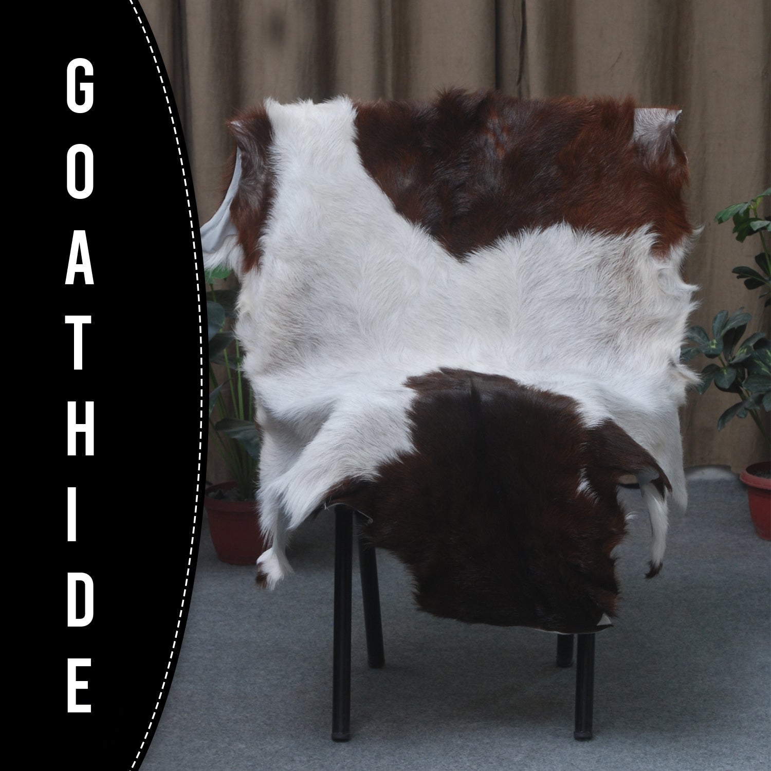 Dark Brown Rug - Soft, Durable, and Eco-Friendly - Handmade Pure Goat Skin Floor Rug - Non-Slip Suede Back