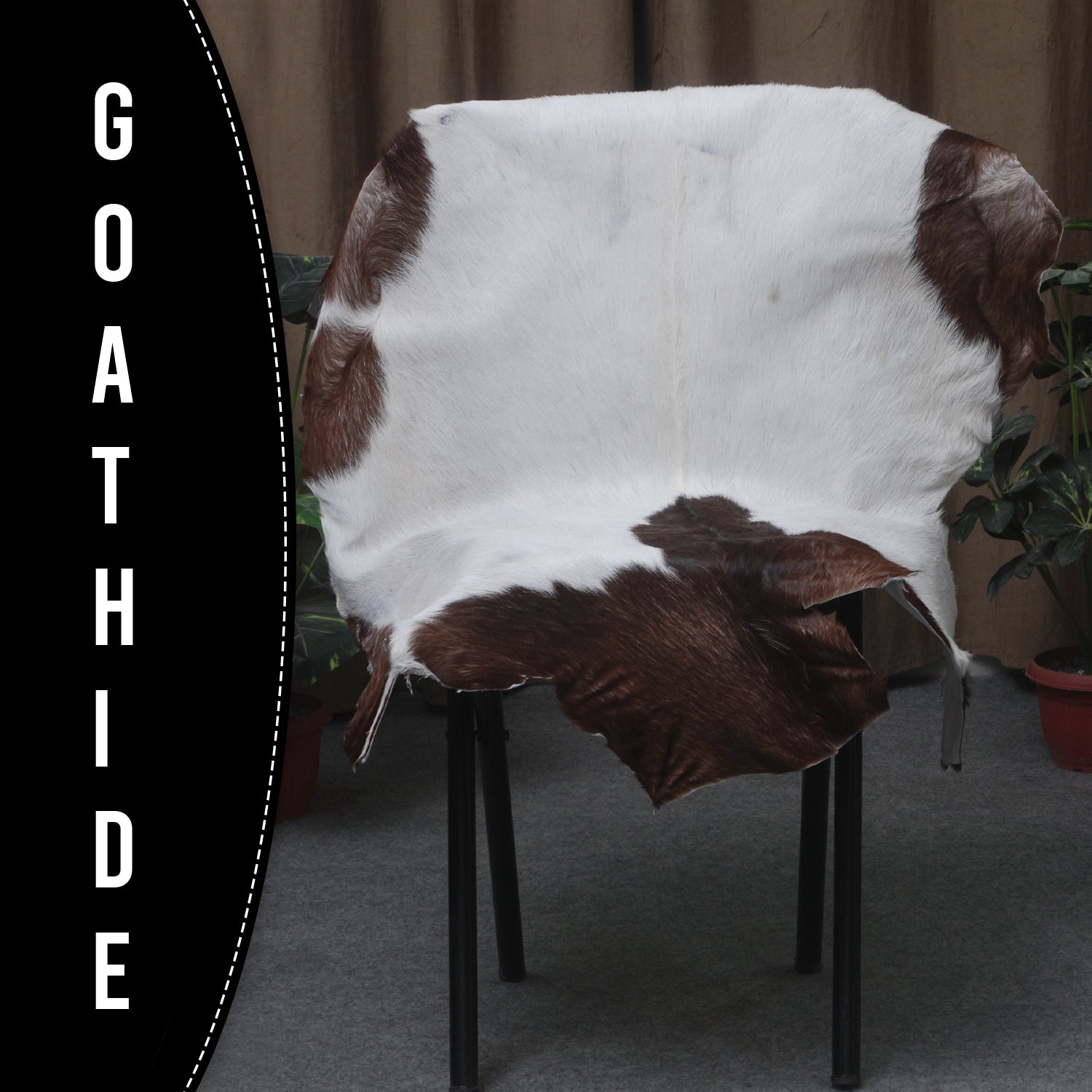 Handcrafted Dark Brown Goat Skin Rug – Authentic Elegance for Your Home