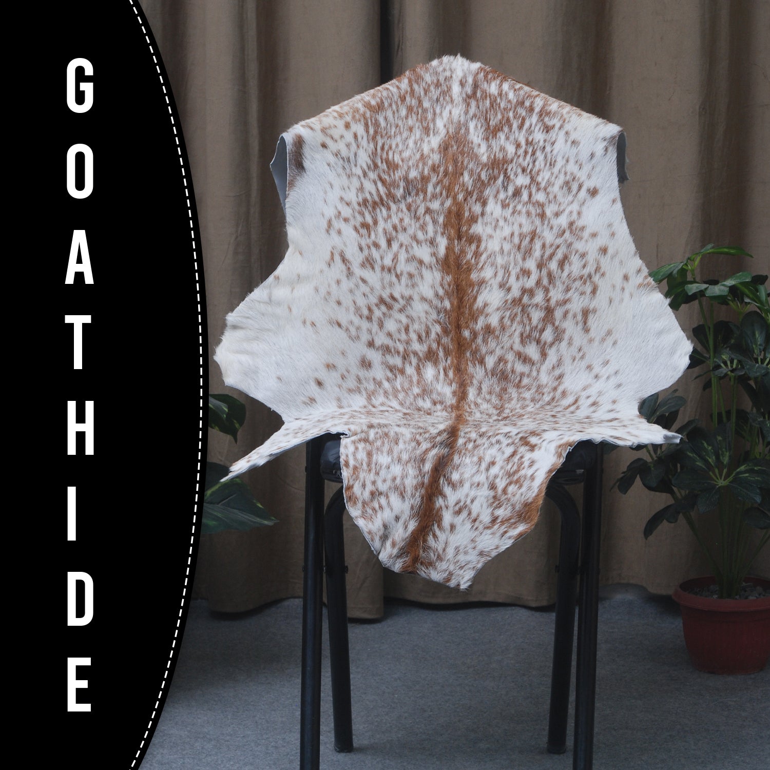 Authentic Hair-On Goat Skin Rug - Brown and White Pattern for Stylish Interiors - Celestial Leather Limited