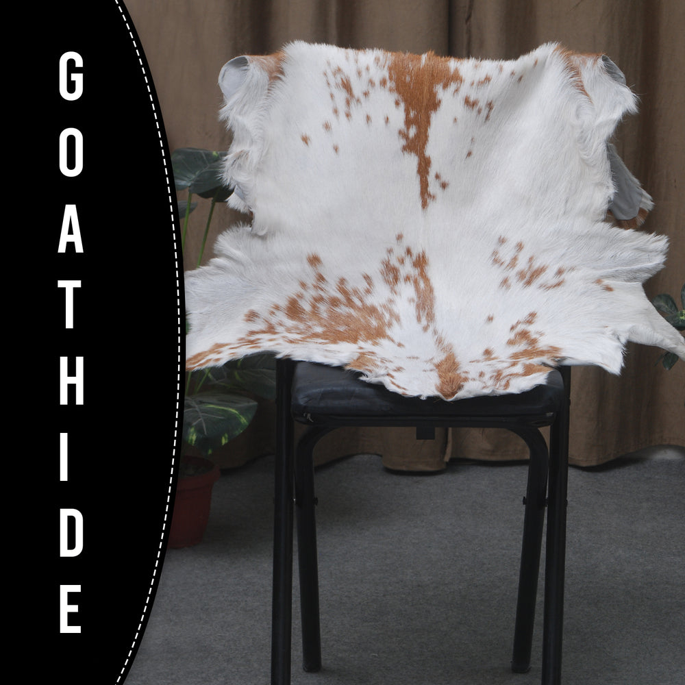 Luxurious Brown & White Genuine Goat Skin Rug for Home Décor - Celestial Leather Limited