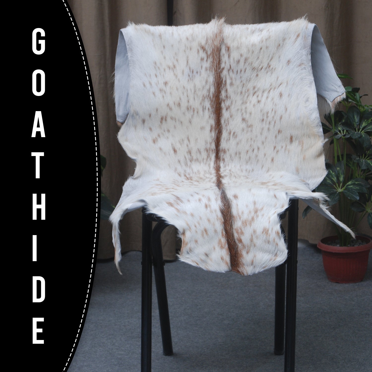 Handcrafted Brown and White Goat Skin Rug - Soft, Durable, and Elegant Décor - Celestial Leather Limited
