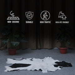 Hair-On Goat Skin Rug - Black and White Design for Unique Living Spaces - Celestial Leather Limited
