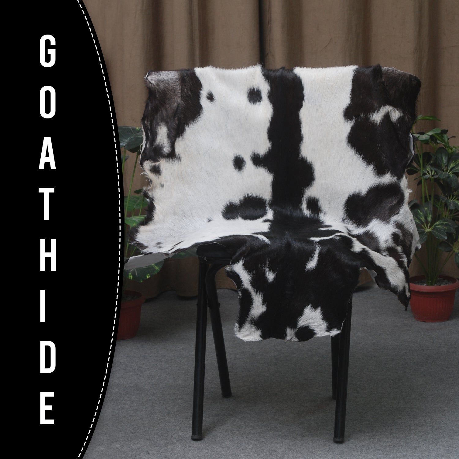 Black and White Handmade Goat Skin Rug – Natural Luxury for Your Home