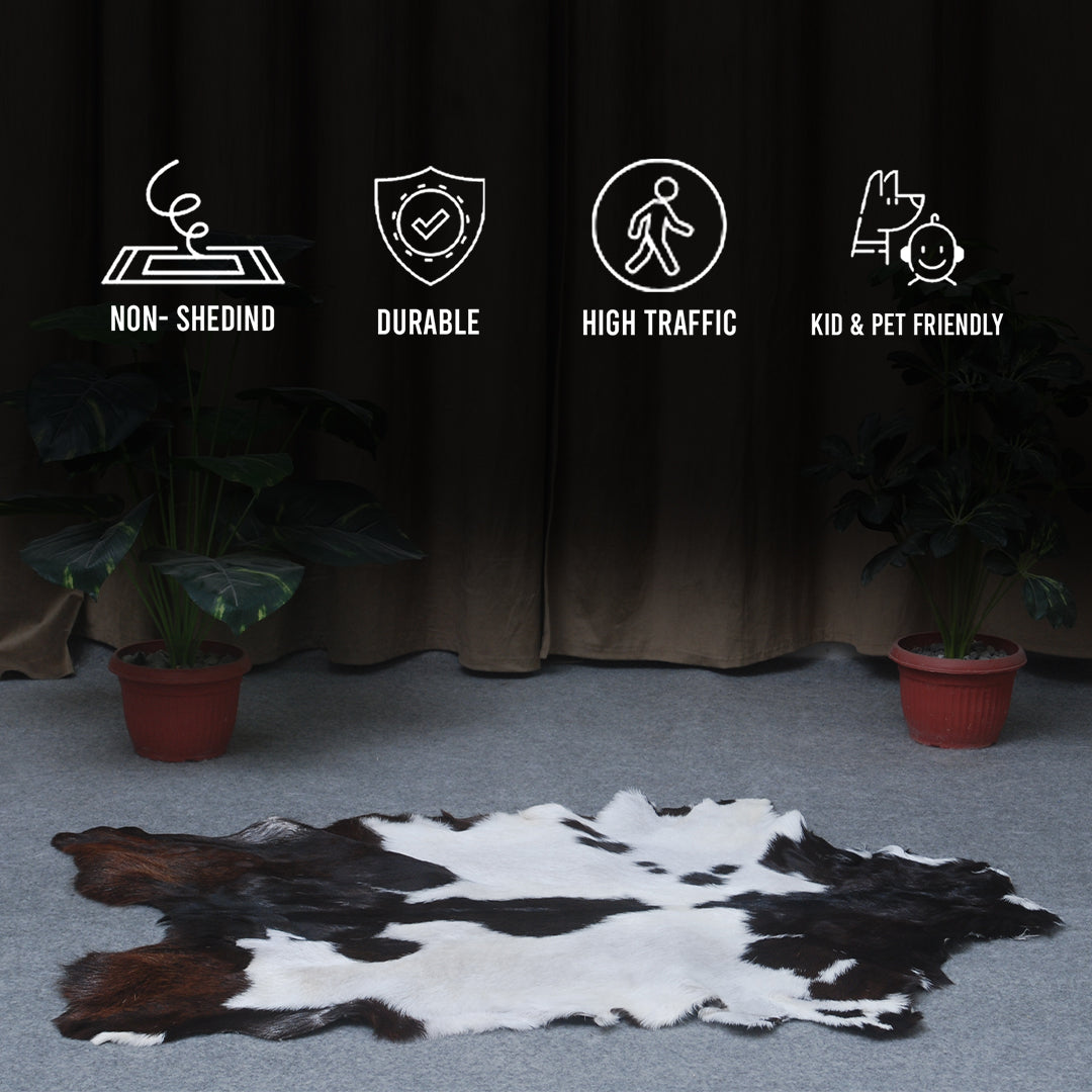 Luxury Black & White Goat Skin Rug Wall Decor - Natural Hair On Leather, Soft and Hypoallergenic - Sustainable Eco-Friendly Home Accent - Celestial Leather Limited