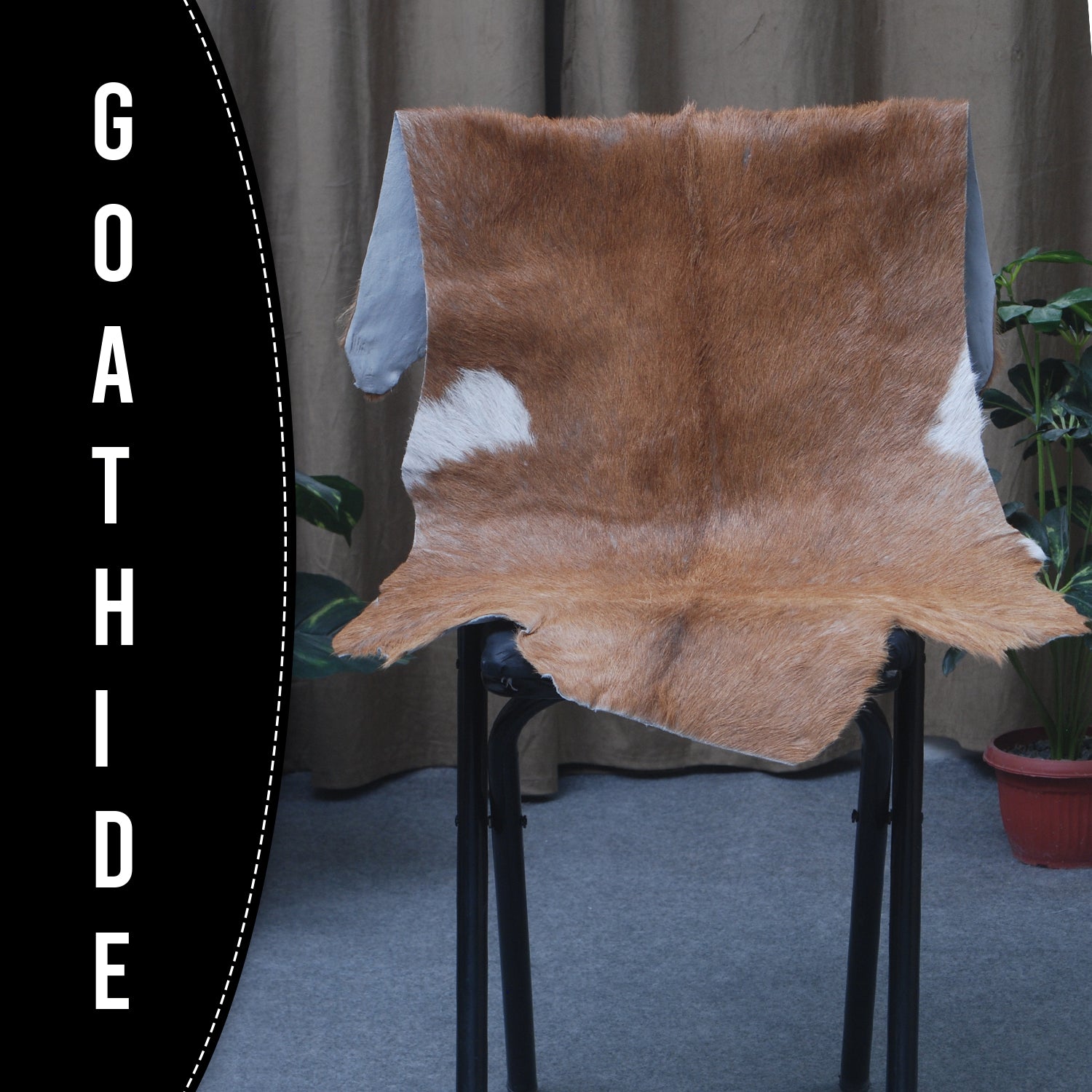 Elegant Brown and White Goat Hide Rug - Perfect Accent for Living Room or Bedroom