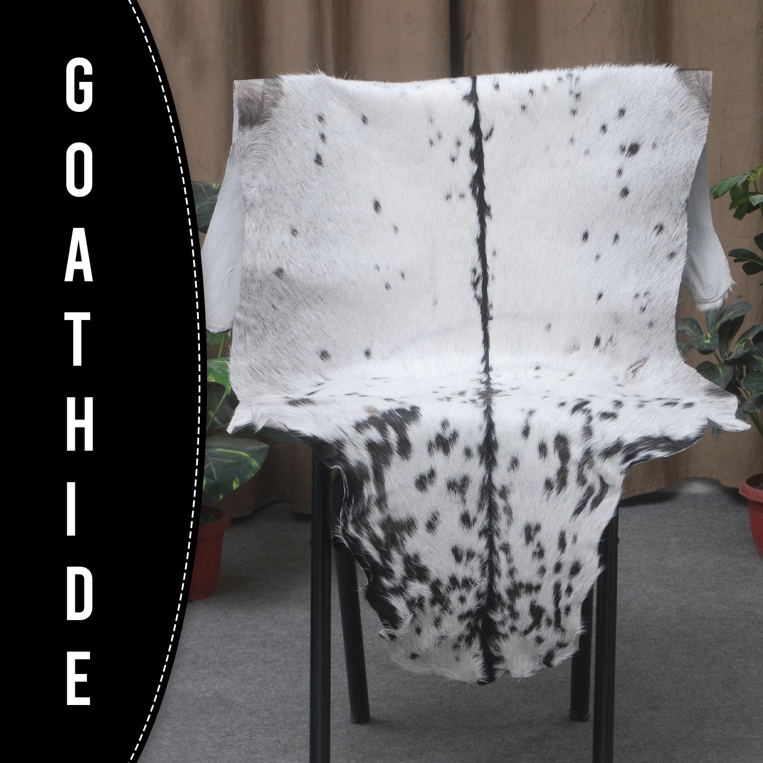 Black and White Handmade Goat Skin Rug – Rustic Charm for Your Home