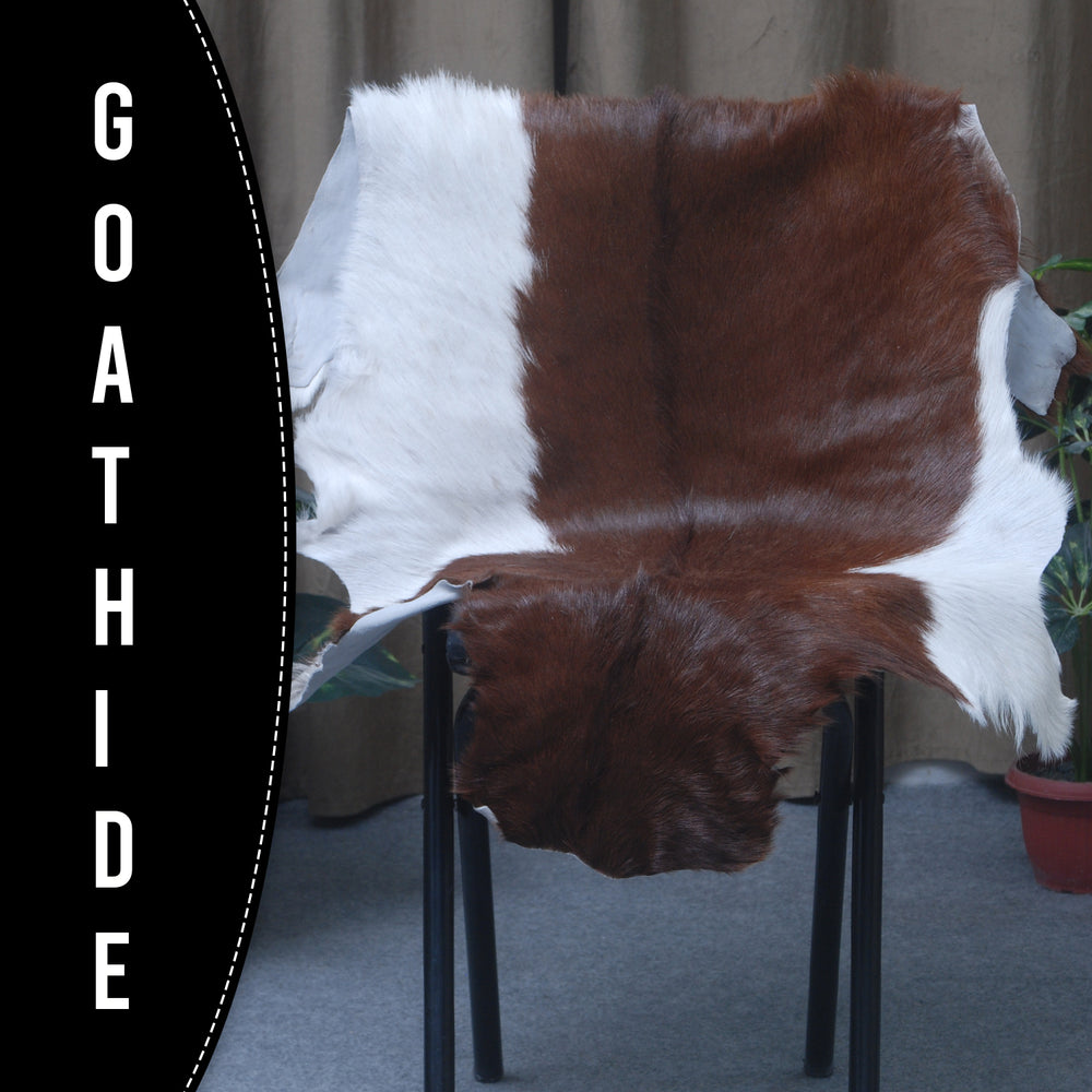 Luxurious Brown & Black Goat Hide Rug - Premium Hair-on Goat Skin - Eco-Friendly - Hypoallergenic - Handcrafted Elegance for Any Room - Celestial Leather Limited