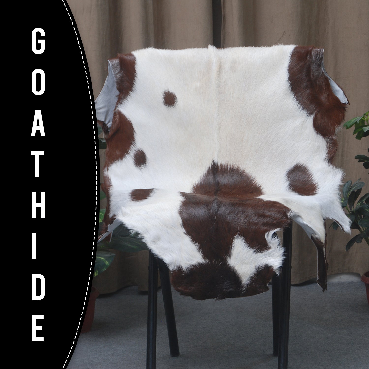 Handcrafted Dark Brown Goat Skin Rug - Genuine Leather for Luxurious Décor
