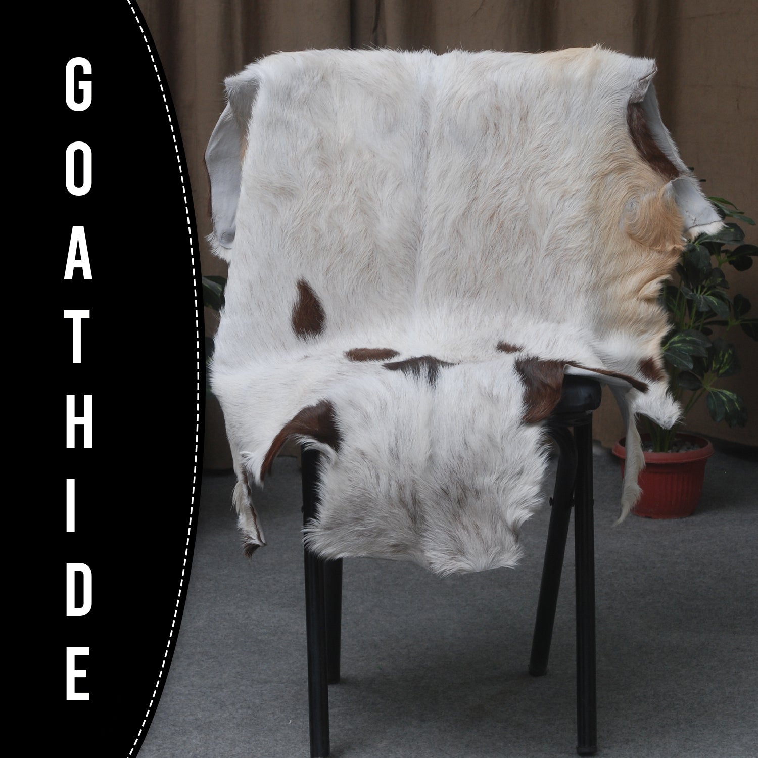 Brown Rug - Soft, Durable, and Eco-Friendly - Handmade Pure Goat Skin Floor Rug - Non-Slip Suede Back