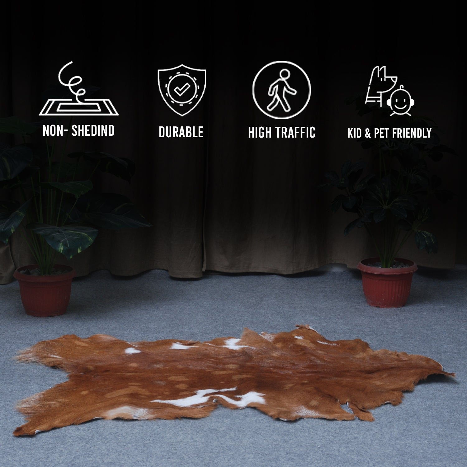 Authentic Hair-On Goat Skin Rug - Rich Dark Brown for Sophisticated Interiors