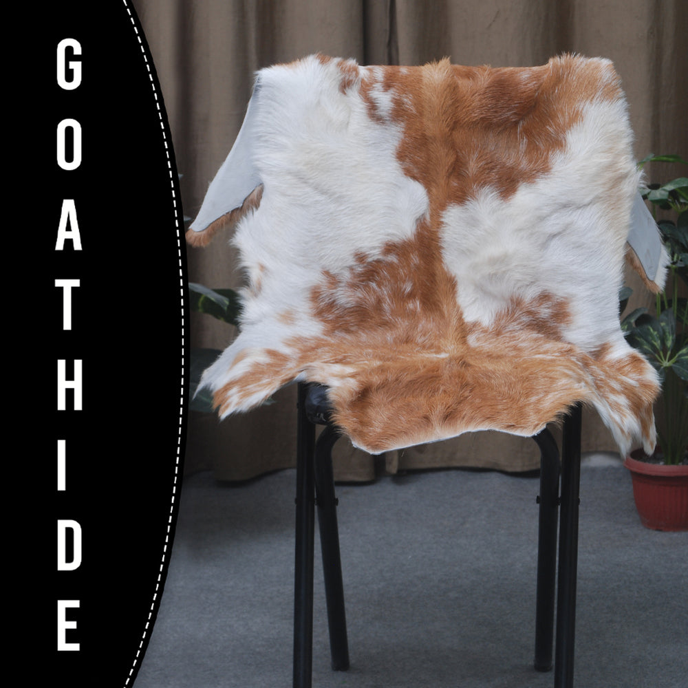 Luxury Brown & White Goat Hide Rug - Premium Hair-On Goat Skin Rug for Home Decor - Accent Pieces - Eco-Friendly and Hypoallergenic Rug - Celestial Leather Limited