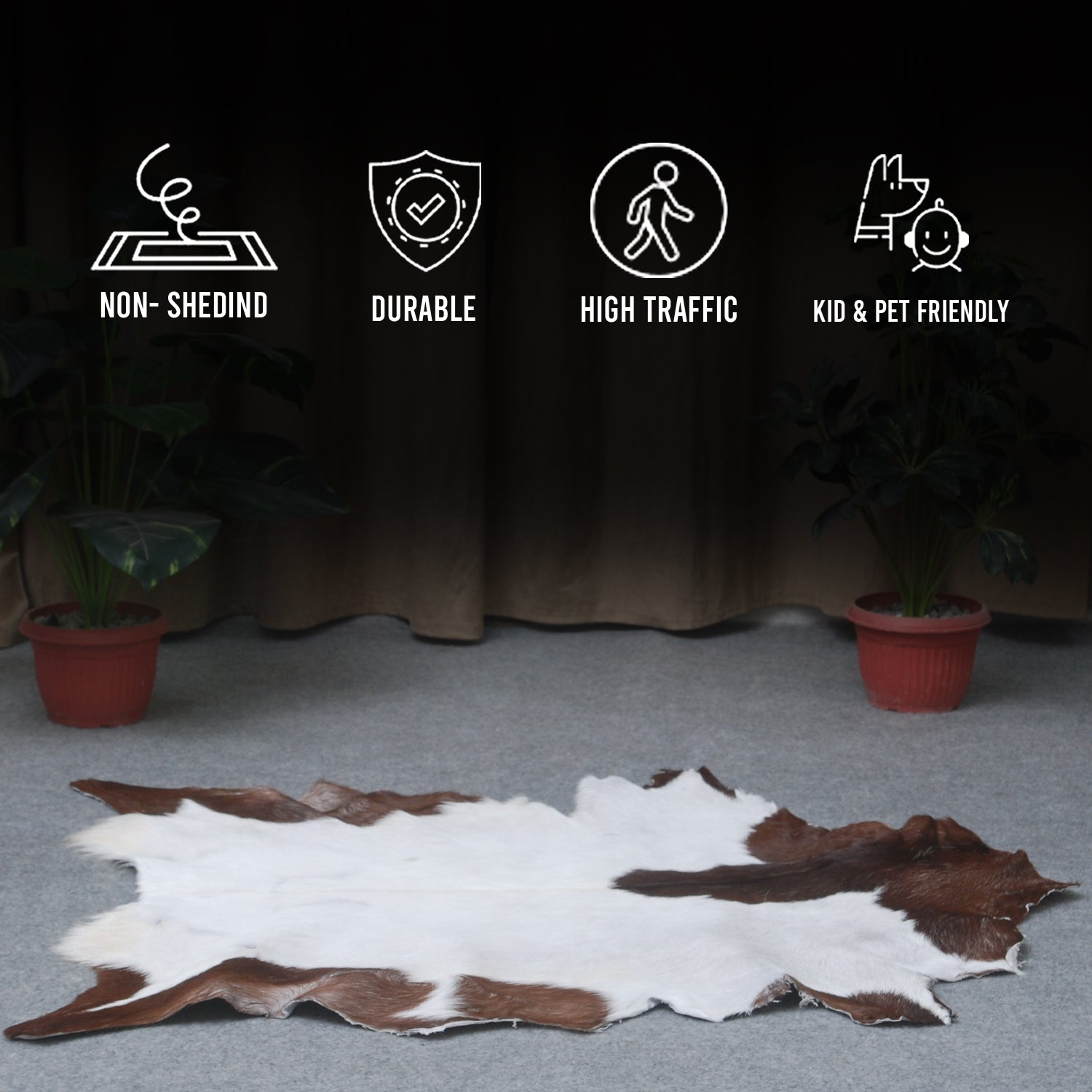 Handcrafted Dark Brown Goat Skin Rug – Authentic Elegance for Your Home