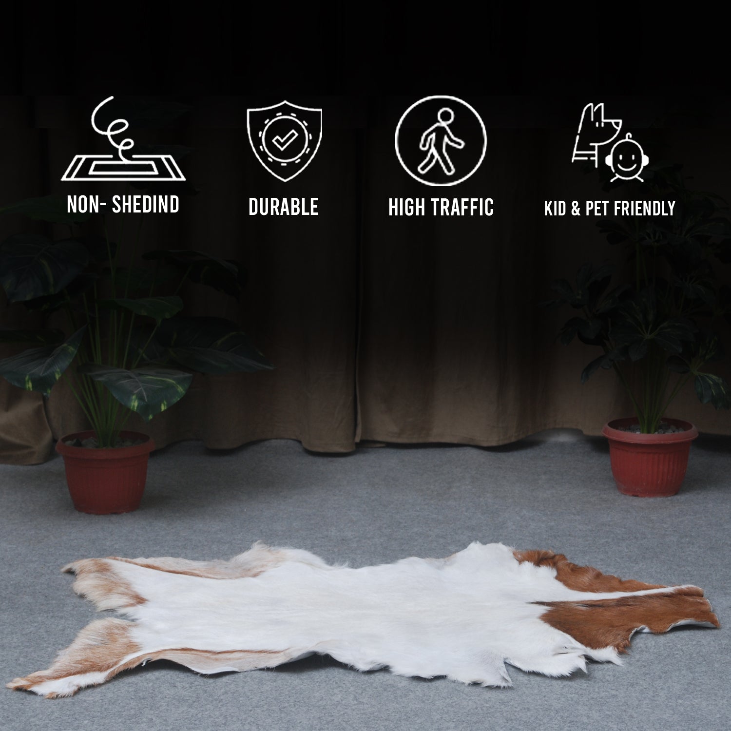 Decorative Dark Brown Goat Skin Rug - Luxurious Touch for Living Spaces - Celestial Leather Limited