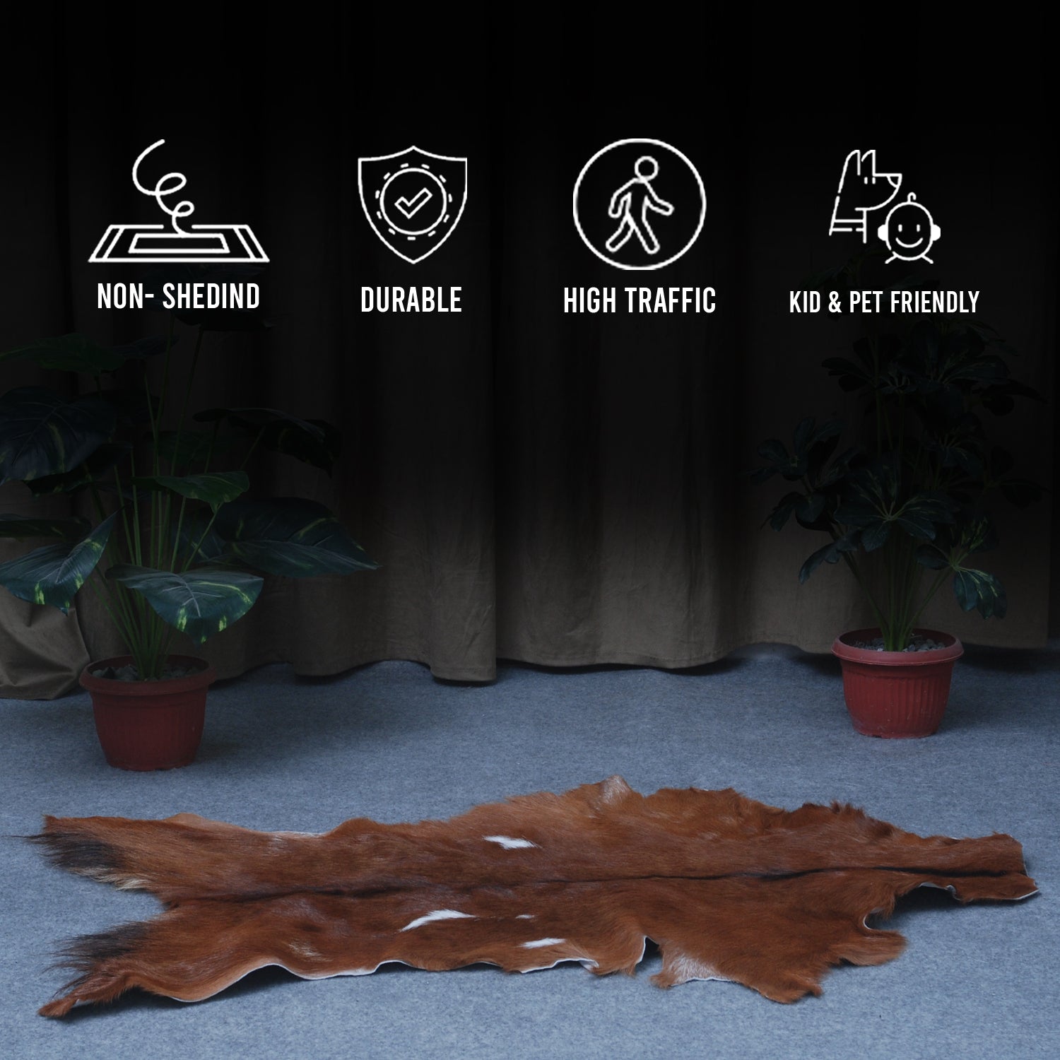 Decorative Dark Brown Goat Skin Rug - Luxurious Touch for Living Spaces