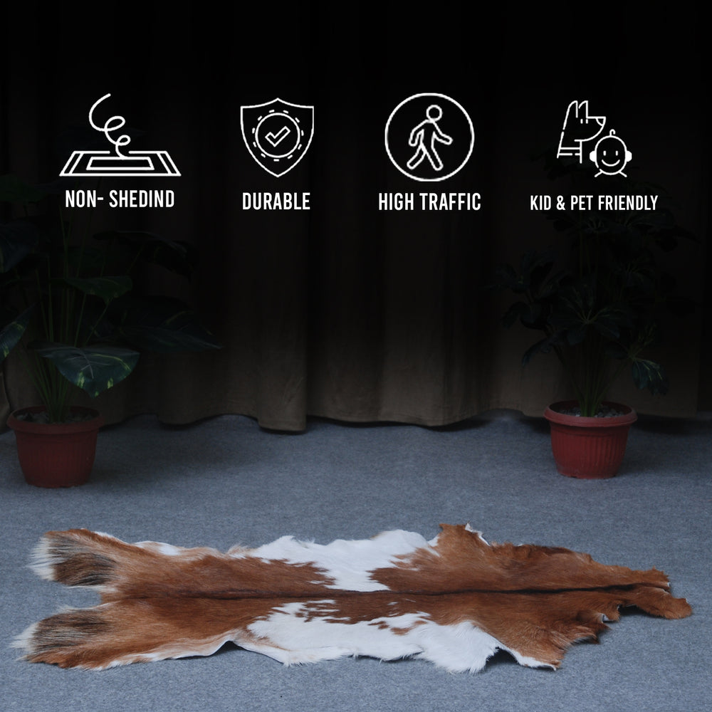 Handcrafted Dark Brown Goat Skin Rug – Authentic Elegance for Your Home - Celestial Leather Limited