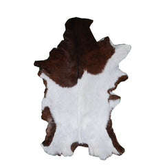 Luxury Brown and White Goat Hide Rug - Natural Premium Hair-On Goat Skin Rug - Handcrafted Eco-Friendly Home Decor