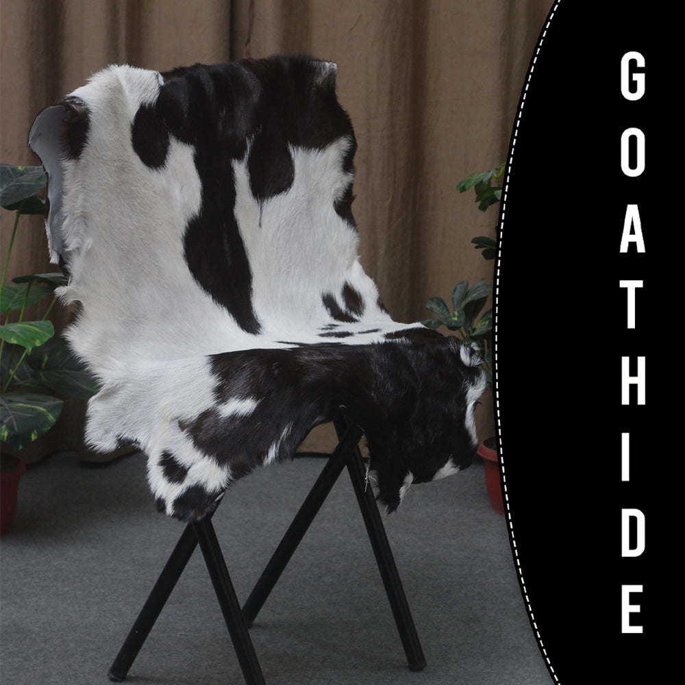 Luxury Black & White Goat Skin Rug Wall Decor - Natural Hair On Leather, Soft and Hypoallergenic - Sustainable Eco-Friendly Home Accent - Celestial Leather Limited