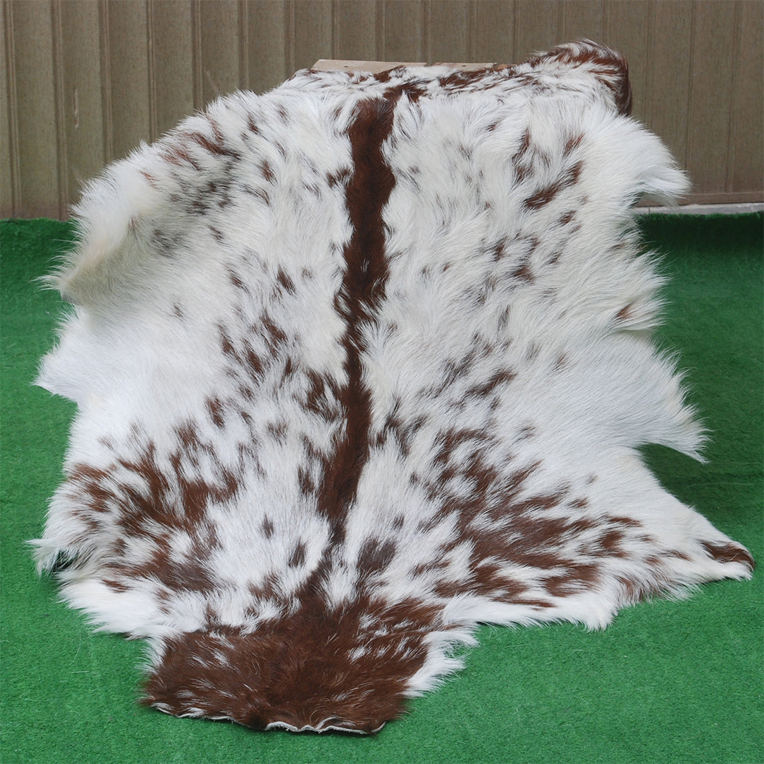 Authentic Hair-On Goat Skin Rug - Rich Dark Brown for Sophisticated Interiors