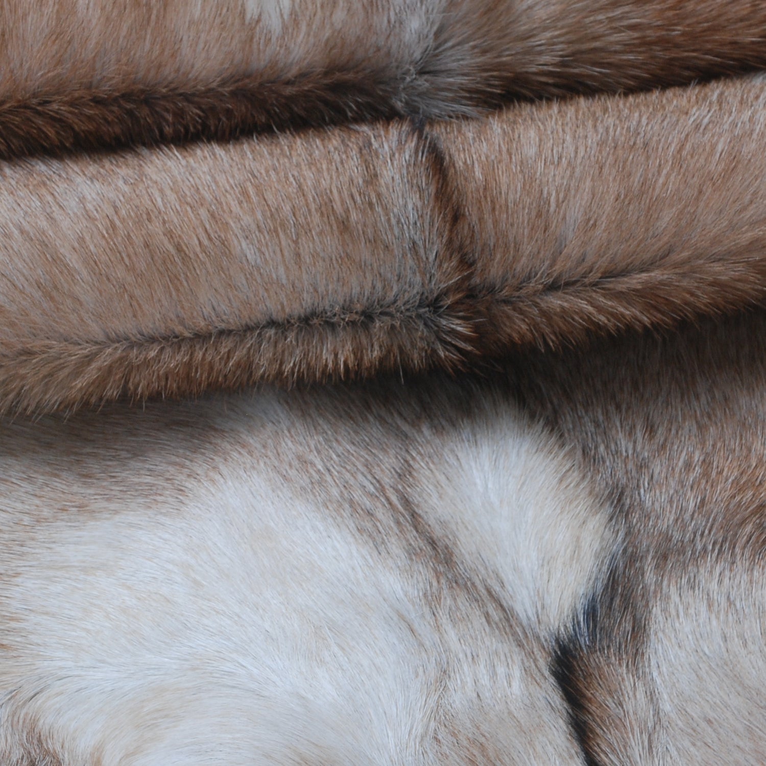 Brown and White Handmade Goat Skin Rug – Classic Elegance for Your Home
