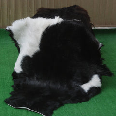 Hair-On Goat Skin Rug - Black and White Design for Unique Living Spaces