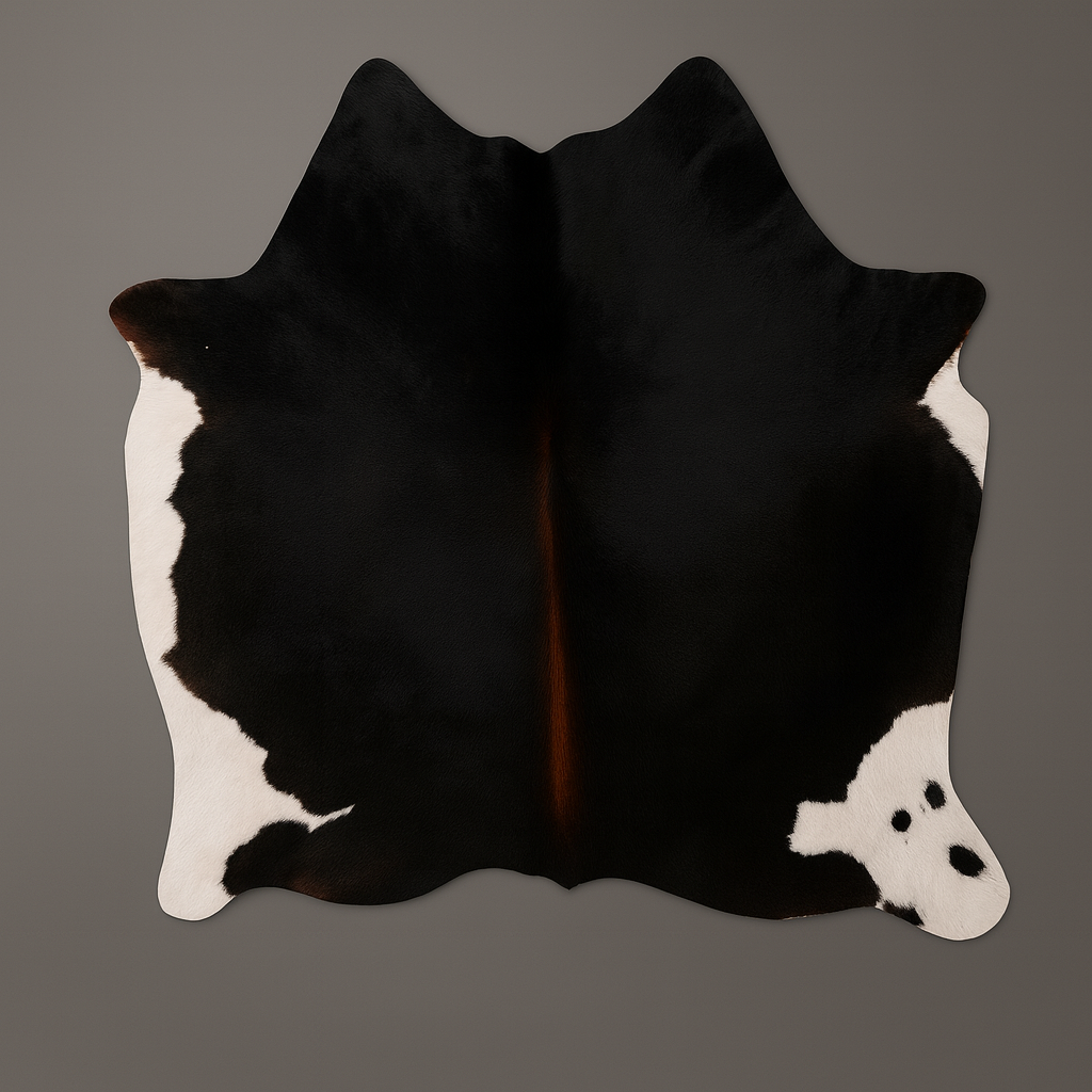 Luxurious XL Dark Brown Brazilian Cowhide Rug - Hypoallergenic, Non Slip Suede Back, Handselected from Premium Hides for Elegant Decor