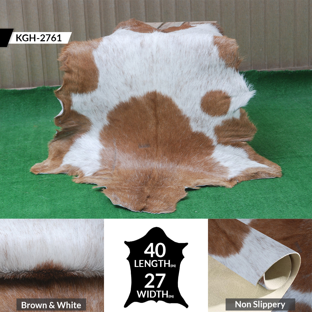 Luxurious Brown and Black Goat Skin Rug - Sustainable Hair-on Goat Hide Rug for Home Décor - Celestial Leather Limited
