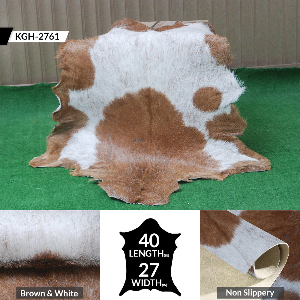 Luxurious Brown and Black Goat Skin Rug - Sustainable Hair-on Goat Hide Rug for Home Décor - Celestial Leather Limited