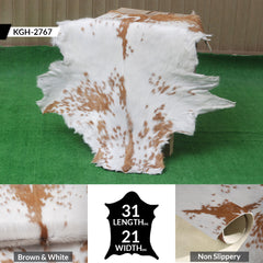 Luxurious Brown & White Genuine Goat Skin Rug for Home Décor - Celestial Leather Limited