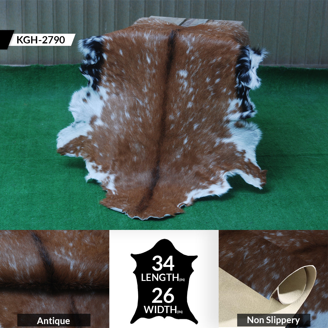 Goat Skin Rug: Tri-Color genuine Goat hide rug