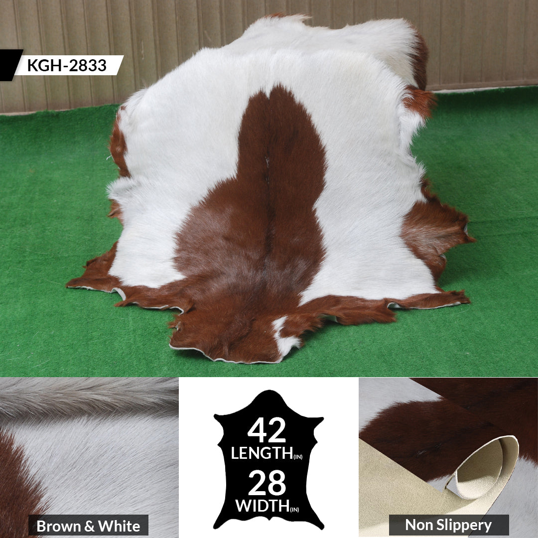 Dark Brown Rug - Soft, Durable, and Eco-Friendly - Handmade Pure Goat Skin Floor Rug - Non-Slip Suede Back