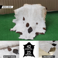 Brown Rug - Soft, Durable, and Eco-Friendly - Handmade Pure Goat Skin Floor Rug - Non-Slip Suede Back