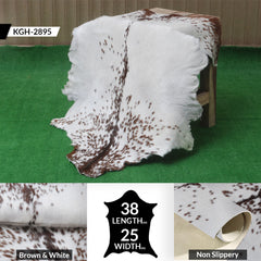 Brown and White Handmade Goat Skin Rug – Classic Elegance for Your Home