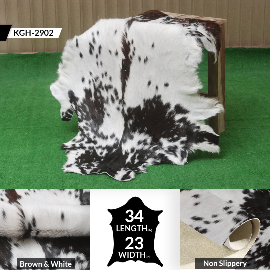Black and White Handmade Goat Skin Rug – Rustic Charm for Your Home