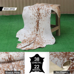 Brown and White Handmade Goat Skin Rug – Classic Elegance for Your Home