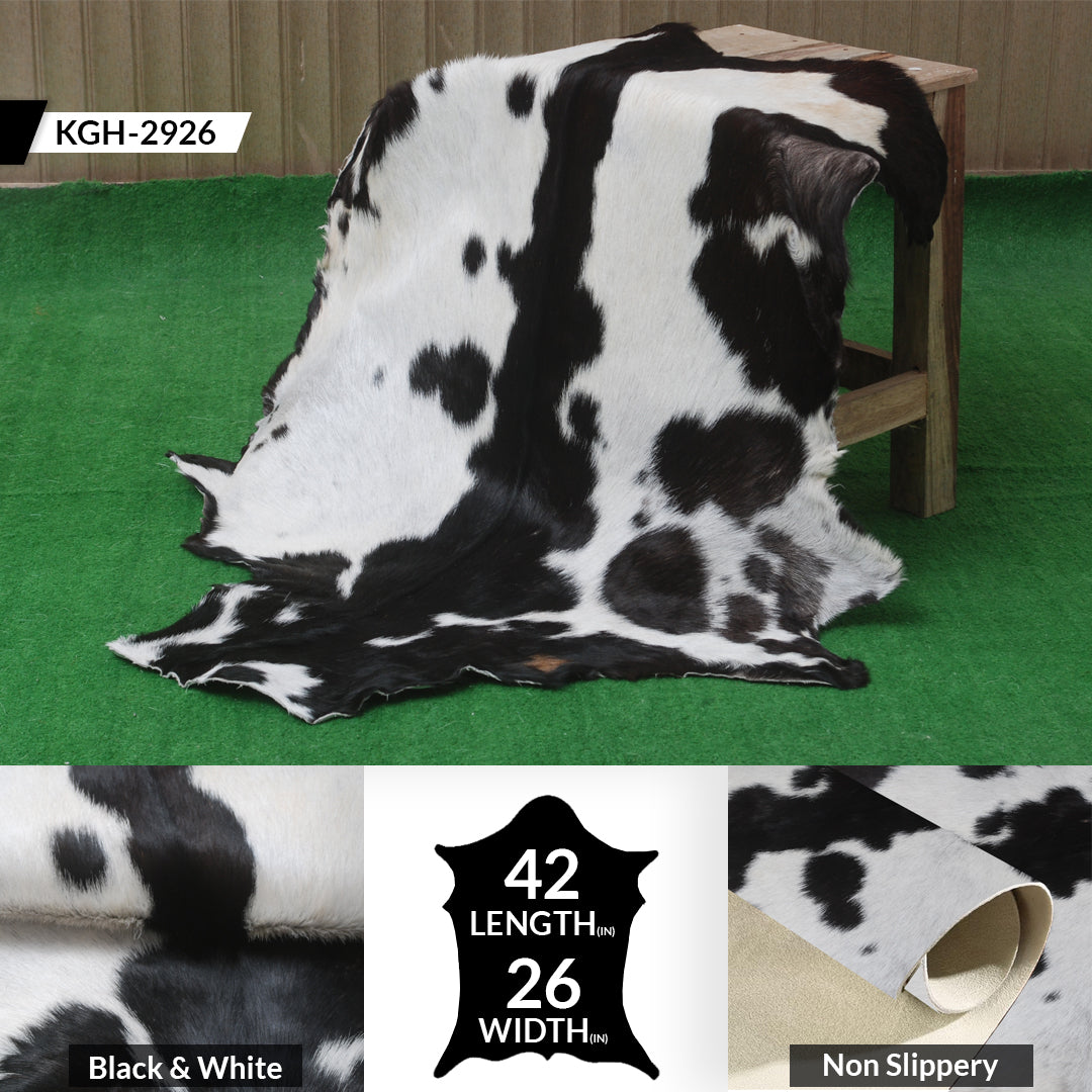 Black and White Handmade Goat Skin Rug – Natural Luxury for Your Home