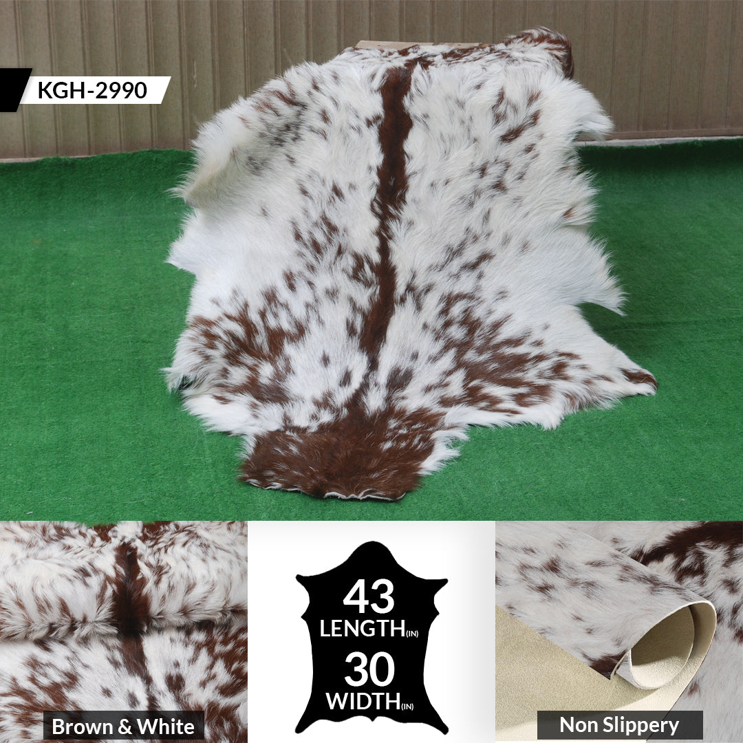 Authentic Hair-On Goat Skin Rug - Rich Dark Brown for Sophisticated Interiors