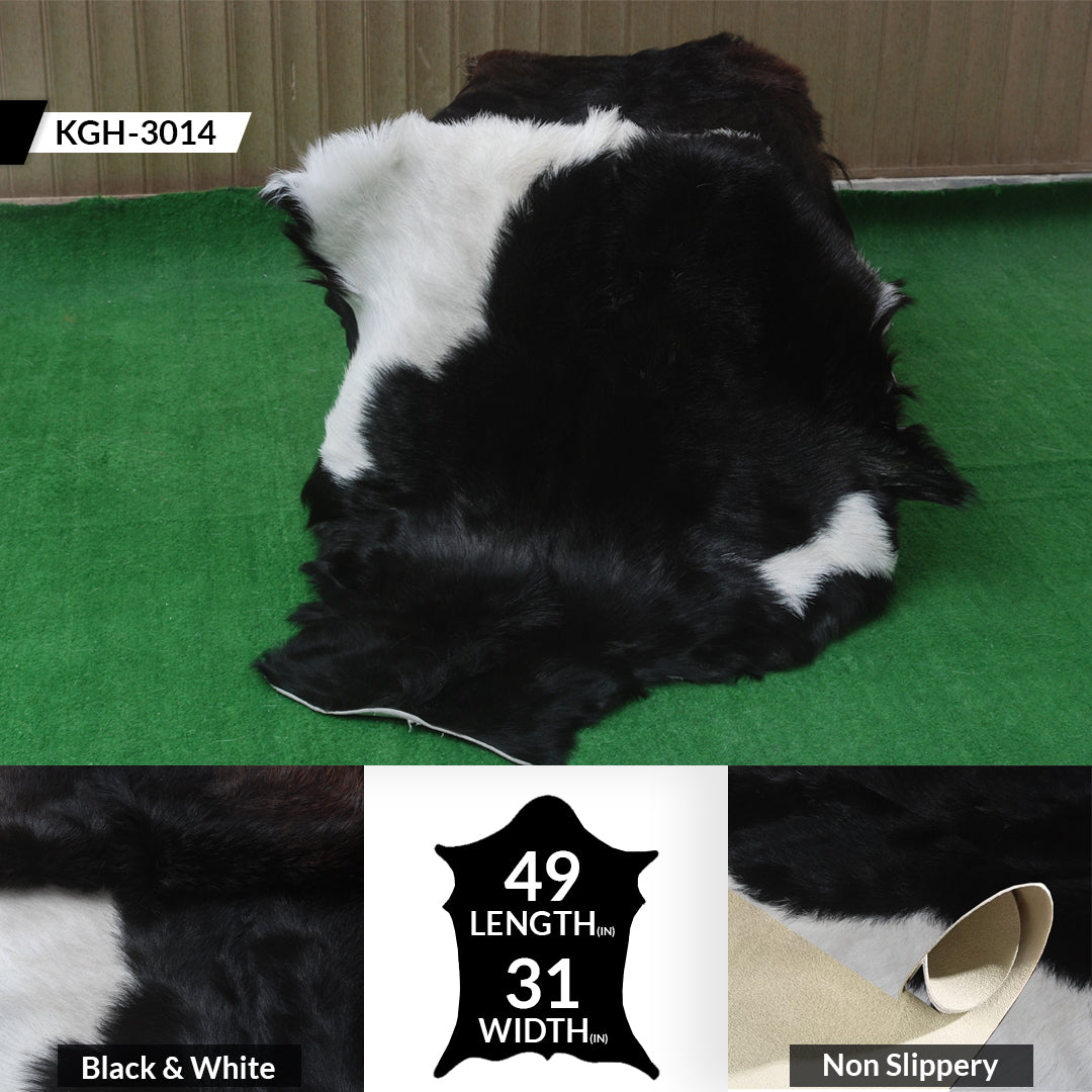 Hair-On Goat Skin Rug - Black and White Design for Unique Living Spaces