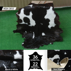 Premium Black and White Goat Skin Rug - Genuine Hair-On Leather for Home Décor - Celestial Leather Limited