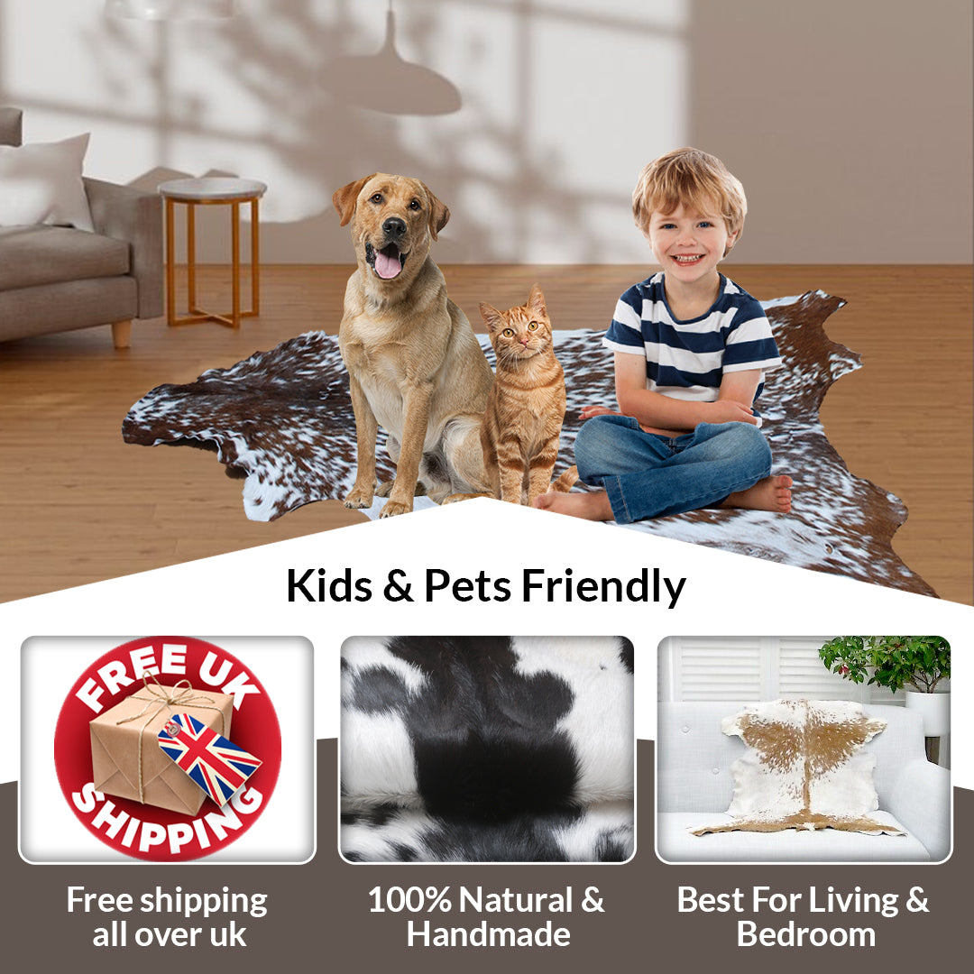 Luxury Black & White Goat Skin Rug Wall Decor - Natural Hair On Leather, Soft and Hypoallergenic - Sustainable Eco-Friendly Home Accent - Celestial Leather Limited