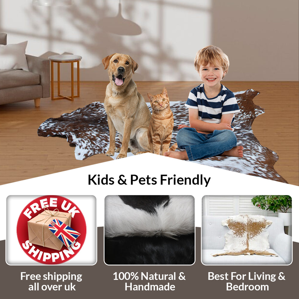 Handcrafted Black and White Goat Skin Rug - Soft and Durable Hair-On Leather - Celestial Leather Limited