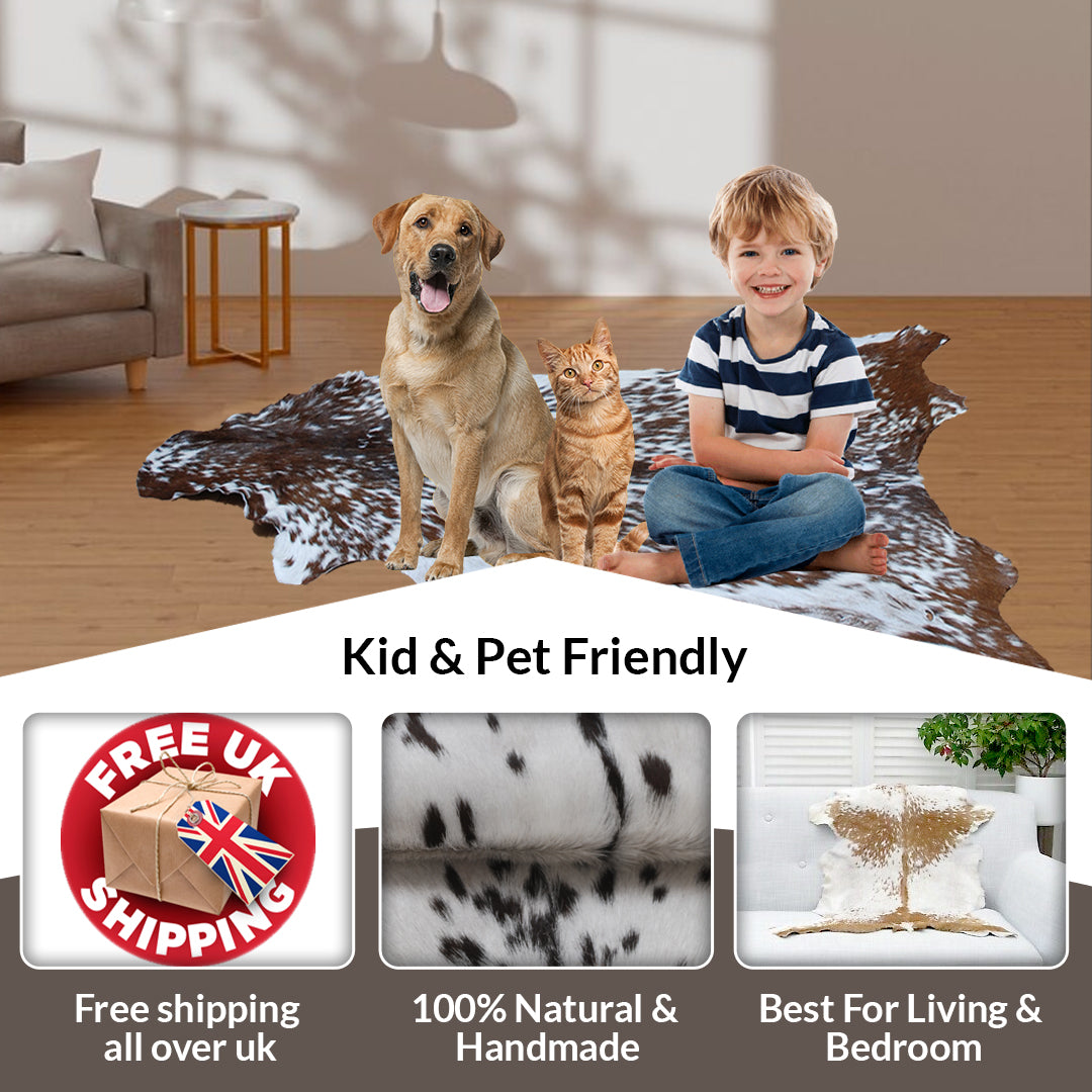 Handcrafted Dark Brown Goat Hide Rug - Soft, Natural Leather for Home Décor