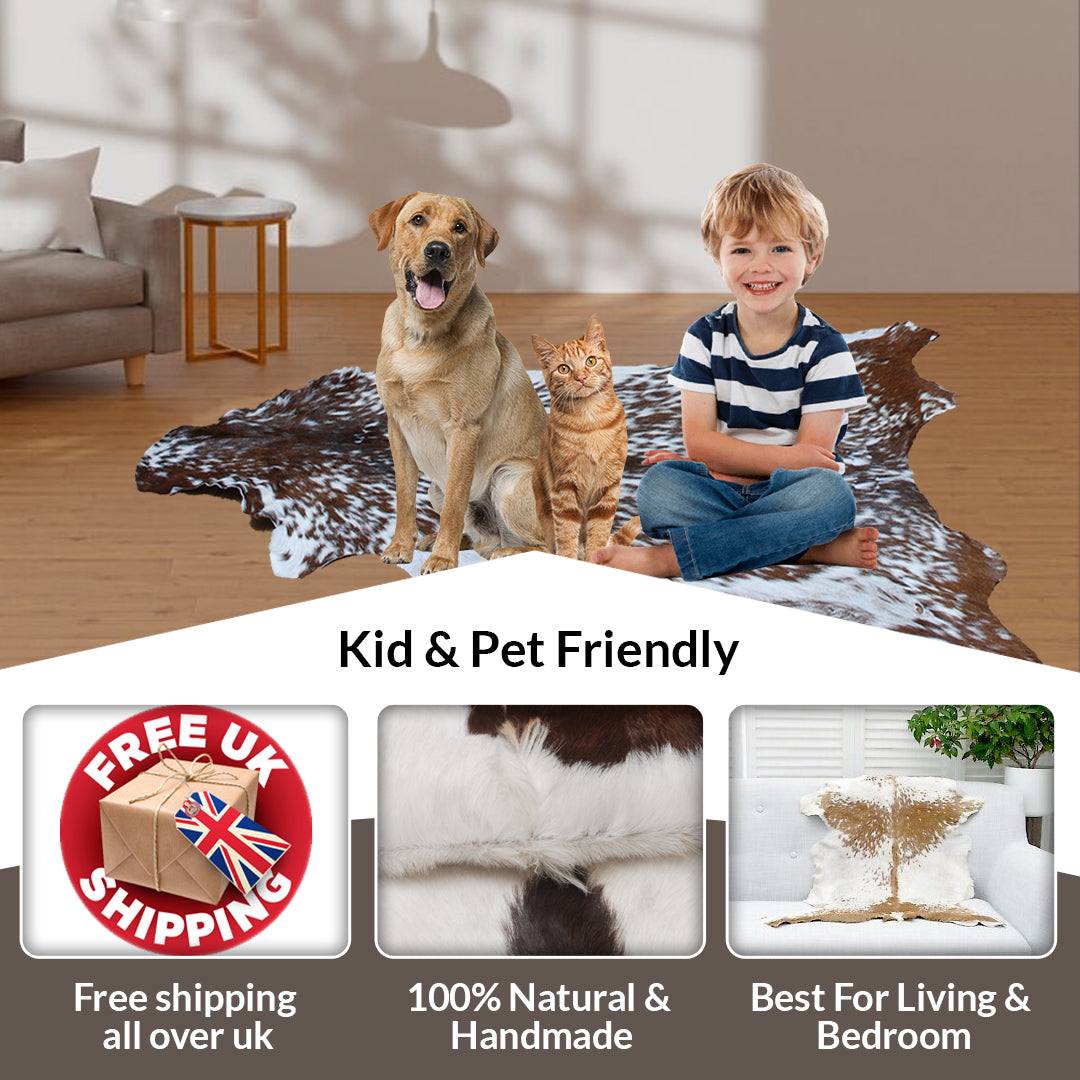 Rustic Dark Brown Goat Hide Rug - Genuine Leather for Timeless Home Styling
