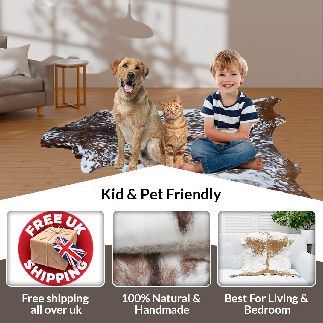 Premium Dark Brown Goat Hide Rug - Soft and Durable for Sophisticated Interiors