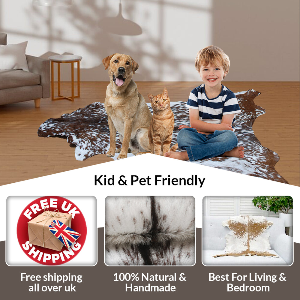 Luxury Black & White Genuine Leather Goat Skin Rug for Modern Sophistication - Style - Celestial Leather Limited