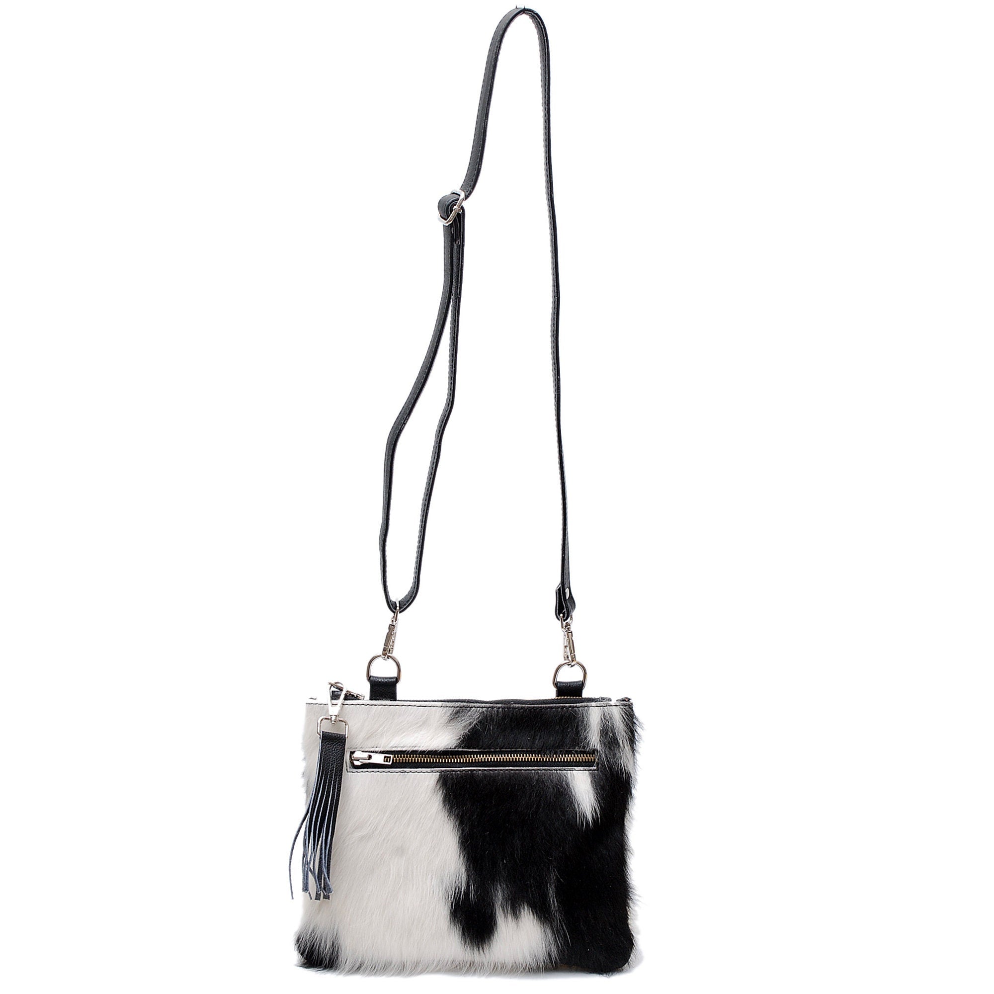 Elegant Vegan Leather Handbag with Adjustable Strap and Gold Hardware - Unique Cowhide Design - Perfect Gift for Her - Celestial Leather Limited