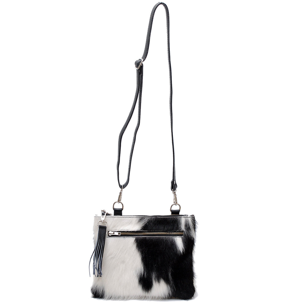 Elegant Vegan Leather Handbag with Adjustable Strap and Gold Hardware - Unique Cowhide Design - Perfect Gift for Her - Celestial Leather Limited
