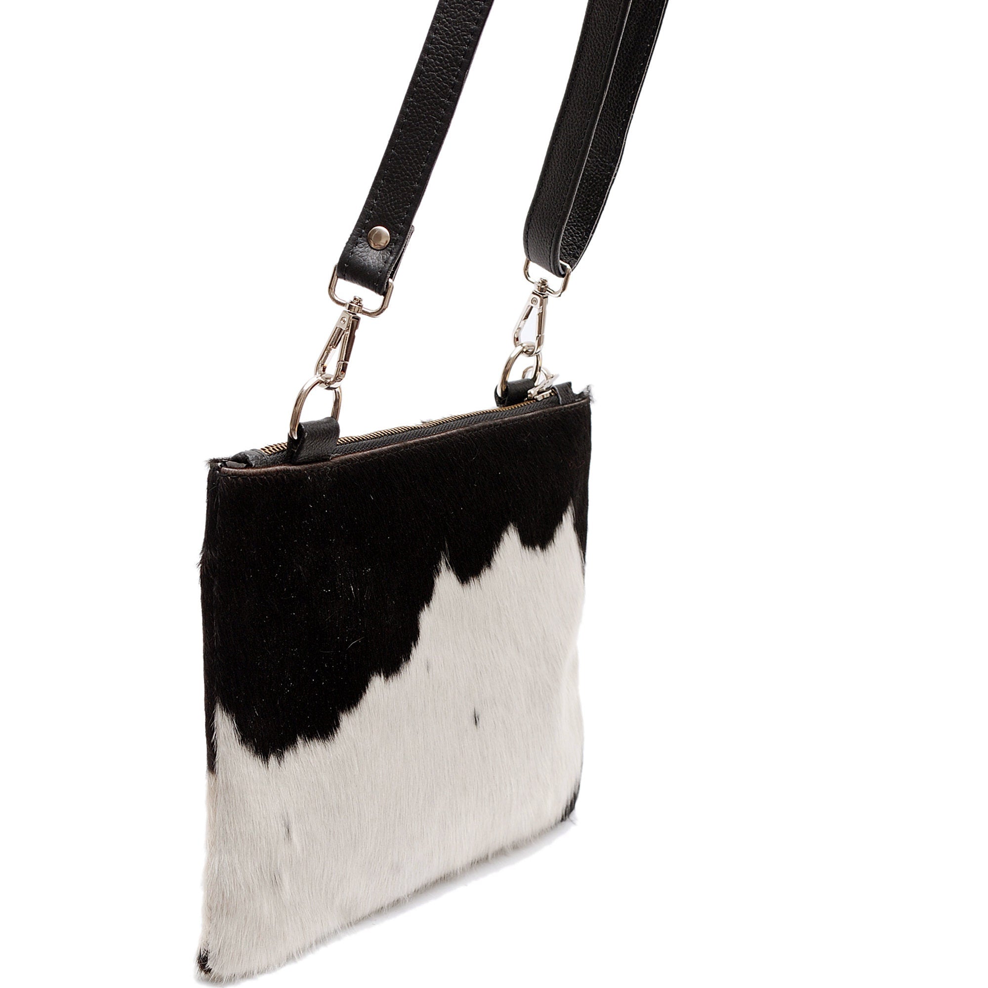 Luxurious Handcrafted Vegan Leather Handbag with Adjustable Strap and Gold Hardware - Unique Cowhide Design for a Stylish Evening Look - Celestial Leather Limited